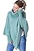 WozWoz Women's Polo Neck Knit Poncho Cape Jumper + Arm Warmer Fingerless Gloves