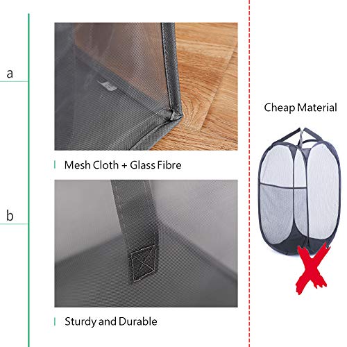 Laundry Hamper Bag with Handles,Portable &Collapsible Dirty Clothes Mesh Basket Foldable for Washing Storage, Kids Room,Dorm or Travel (Black) - Thumbnail 3