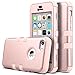 ULAK iPhone 5C Case,5C Case, Hybrid Shock-Absorption Anti-Scratch Case Soft Silicone Rubber Hard Plastic Protective Cover for Apple iPhone 5C, Rose Gold
