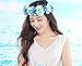 Vivivalue Rose Flower Crown Boho Flower Headband Hair Wreath Floral Headpiece Halo with Ribbon Wedding Party Festival Photos Blue