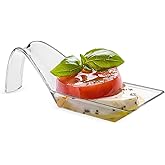 Healthcom 100 Packs Clear Dessert Plates Plastic Appetizer Plates Dessert Dishes Tasting Spoons Mini Plates Serving Plate Reusable Disposable Asian Spoons Small Catering Dessert Bowls for Party