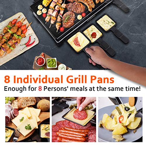 CUSIMAX Raclette Grill Electric Grill Table Portable 2 in 1 Korean BBQ Grill Indoor & Cheese