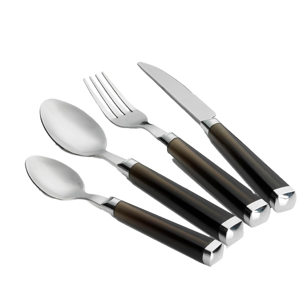 Flamefield 16-Piece Black Cutlery Set – Durable Stainless Steel, Elegant Outdoor Dining, Sleek Lightweight Design, Perfect for Camping and Picnics, Sophisticated Black Finish for Style Enthusiasts
