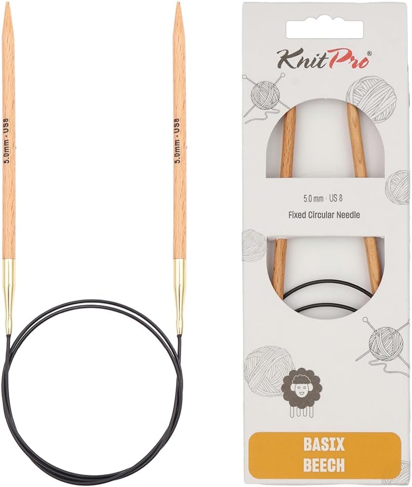 KnitPro Basix Beech Fixed Circular Needles 16 inches 5.00mm