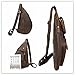 BAIGIO Men's Retro Leather Chest Bag Shoulder Sling Backpack Crossbody (Brown)