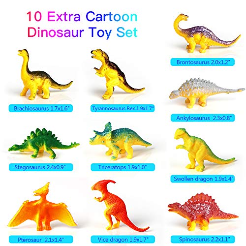 SmilePowo Aqua Magic Water Drawing Mat Set +10 Dinosaur Toy Set, (26 Pcs) ,Children Coloring Mat for Floor, Birthday Gift Kids Toddler Educational Toy Mat, Painting Writing Pad Doodle Board