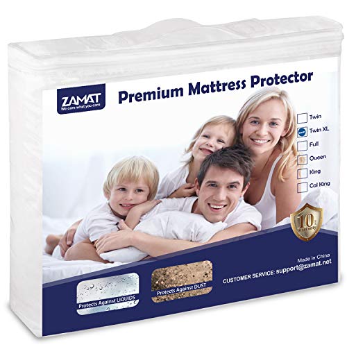 ZAMAT Premium 100% Waterproof Mattress Protector, Breathable & Noiseless Mattress Pad Cover, Fitted 14"-18" Deep, Vinyl Free, Hypoallergenic | Dust Proof | Smooth Soft Cotton Terry Covers (Twin XL) ZAMAT Premium 100% Waterproof Mattress Protector, Breathable & Noiseless Mattress Pad Cover, Fitted 14"-18" Deep, Vinyl Free, Hypoallergenic | Dust Proof | Smooth Soft Cotton Terry Covers (Twin XL)