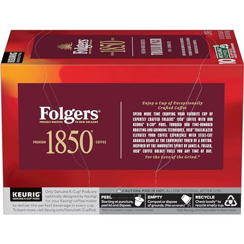 1850 BY FOLGERS TRAILBLAZER MEDIUM DARK ROAST COFFEE, 10 KEURIG K-CUP PODS