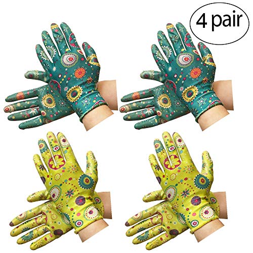 Clear Nitrile Garden Working Gloves - PROMEDIX - Comfort Flex Coated Work Gloves, Super Light Weight, Breathable Gloves, Fit Most Size & 2 Pairs of Assorted Color Gloves