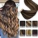 LAB·EH Tape in Hair Extensions Ombre Dark Brown to Chestnut Brown 16 Inch 50g 20pcs Remy Hair Extensions Tape in Real Hair Seamless Skin Weft Tape Hair Extensions