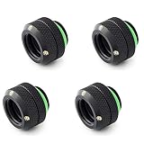 Bitspower G1/4" to Enhance Multi-Link Fitting for 12mm OD Rigid Tubing (for Use with Bitspower Rigid Tubing Only), Matte Black, 4-Pack