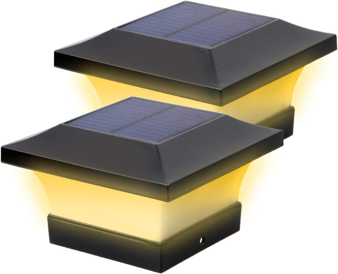 Solar LED Post Lights Outdoor Garden Waterproof Square Black Landscape