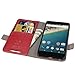 Nexus 5X Wallet Case - VENA [vFolio] Genuine Leather - Flip Cover Stand Case [Slot Holder][Vintage Slim Fit] for Google Nexus 5X / LG Nexus 5X - (Red/Black)