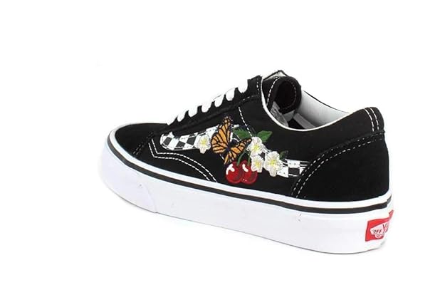 black vans with butterfly and cherry