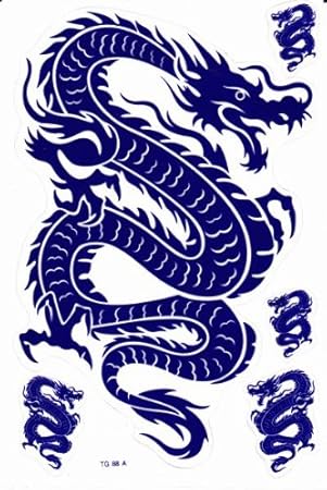 Drachen Blau Drache Sticker Aufkleber Folie 1 Blatt 270 Mm X 180 Mm Wetterfest Amazon De Auto