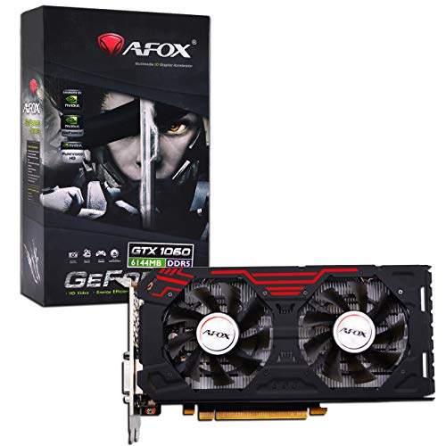 AFOX NVIDIA GeForce GTX 1060 GPU 6GB GDDR5 192 Bit VR Ready Dual-Fan+2 Heatpipes PCI-Express 3.0 Gaming Mining Graphics Card for PC AFGC-1060-06G