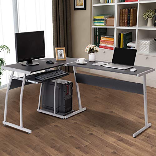 totoshopdesk Corner Desk L-Shaped Office Wood Large PC Game Table Workstation Home Furniture