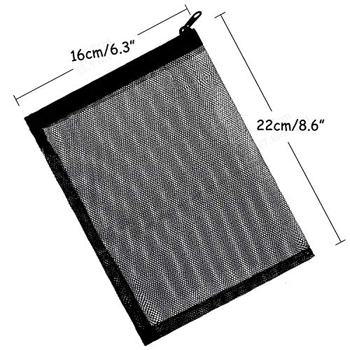 Only Lovuu 1mm Mesh Holes Aquarium Filter Bags, Fish Tank Media Mesh Bags with Plastic Zipper for Charcoal Media, Bio Balls, Ceramic Rings, Ammonia Remover (10 Pack, Large, Black)