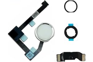 Dedyel Home Button Replacement for iPad mini 4 2015 7.9" (A1538 A1550), iPad Air 2 9.7"(A1566 A1567 A1568),iPad Pro 12.9 1st Gen 2015 (A1670 A1671) Incl Flex Cable Connector -White(Silver Ring)