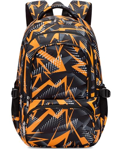 BLUEFAIRY Kids School Backpack for Boys Girls Ages 6-8 8-10 10-12 Elementary Middle School Book Bags with Laptop Compartment Mochilas Escolares para Niños Niñas de 8 10 12 Años (Orange, Geometric) at Amazon