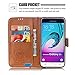 Galaxy J3 (2016) Case, Galaxy Amp Prime Case, Galaxy Express Prime Case, Galaxy Sol Case, JanCalm [Wrist Strap] Premium PU Leather [Multi Card/Cash Slots] Stand Flip Cover with Pen (Brown)