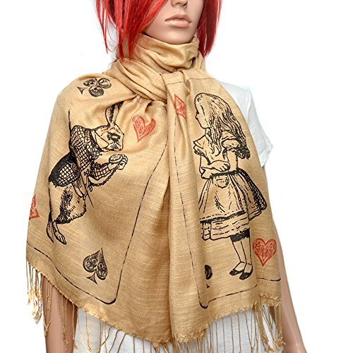 Alice in wonderland scarf/shawl, Literary Scarf, Book Scarf