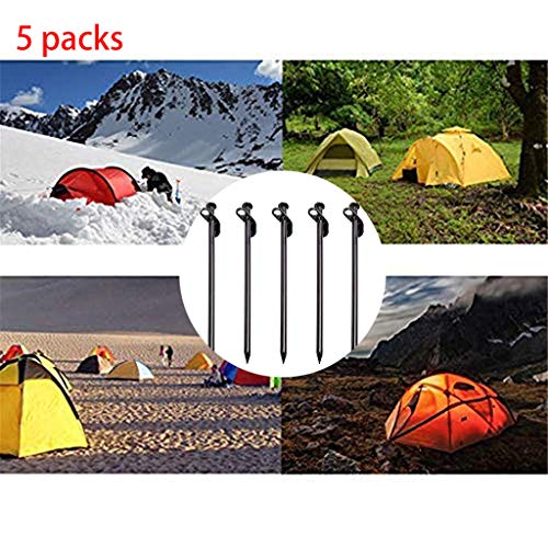 Steel Tent Fixed Pile,Sunsee Tent Stakes, Heavy Duty Steel Tent Stakes Solid Stakes Footprint Camping Stakes for Outdoor Trip Hiking Gardening 5PC