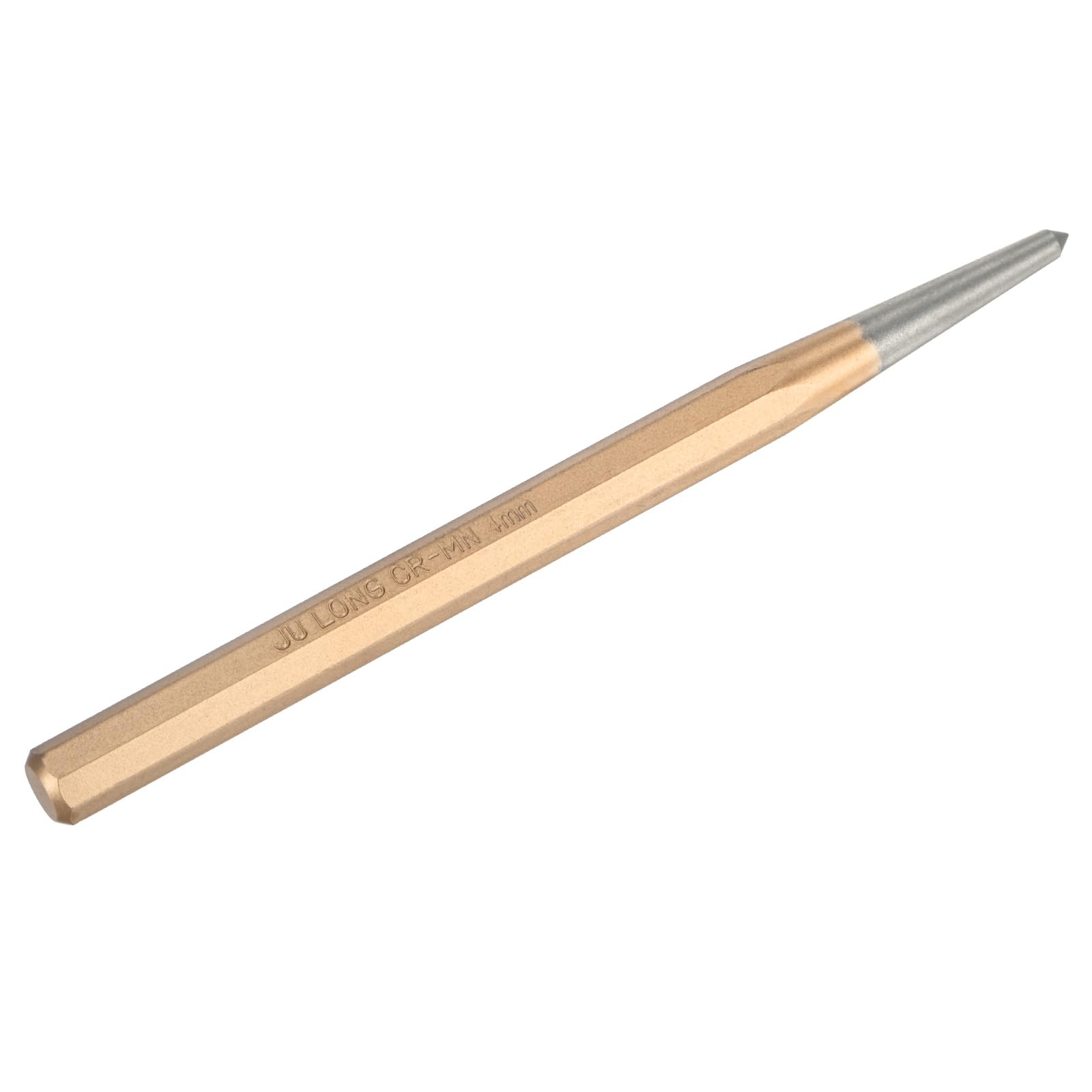M METERXITY Center Punch 4mm Shank Point, 10x150mm Alloy Steel Center Punch Tool, Impact Resistant Metal Punch Center for Mark/Drilling/Punching/Scribing/Locator/Starting Nail [Golden]