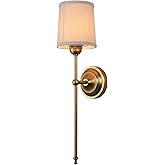 JIMUBEAM Antique Finish Sconce Wall Lighting Fixture with Linen Fabric Shade, E26 Hardwired Indoor 1-Light Wall Mounted Lamp 