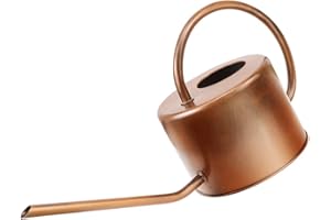 Megawodar 40 oz Decorative Copper Colored Galvanized Steel Watering Can - Easy Pour Gooseneck Spout for Indoor Plant Watering (Bronze)