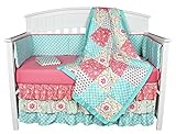 Gia Floral Coral/Blue 8-In-1 Crib Bedding Collection