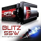 OPT7 Blitz 55w HID Xenon Conversion Kit 5x Brighter - 4x Longer Life - All Colors and Sizes Simple DIY Install - 2 Yr Warranty - Bulbs and Ballasts [H11 H8 H9 - 6K Lightning Blue Light]