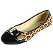 Alpine Swiss Daphne Womens Black Cheetah Print Gold Buckle Cap Toe Flats 7 M US