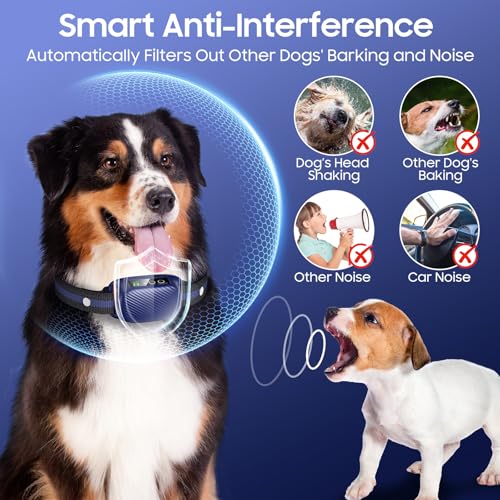 Dog Bark Collar for Large Medium Dogs,Automatic Barking Collar with 3 Training Mode,Rechargeable Anti Bark Collar with 8 Adjustable Sensitivity & 3 Effective Training Modes Sapphire Blue