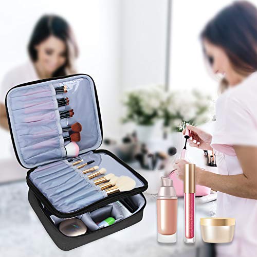 Teamoy Travel Makeup Brushes Bag(up to 10"), Professional Makeup Train