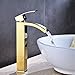 Wovier Shiny Polished Gold Waterfall Bathroom Sink Faucet with Supply Hose,Single Handle Single Hole Vessel Lavatory Faucet,Basin Mixer Tap Tall Body Commercial,French Gold
