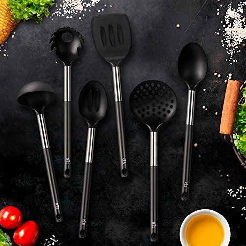 Kitchen Utensil - 6 Best Kitchen Utensils Set - Black Nylon Cooking Utensils - Kitchen Tools Gadgets. - Thumbnail 5