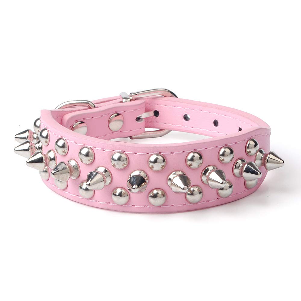 TELEYI Mushrooms Spiked Rivet Studded Adjustable Pu Leather Pet Collars for Cats Puppy Dogs