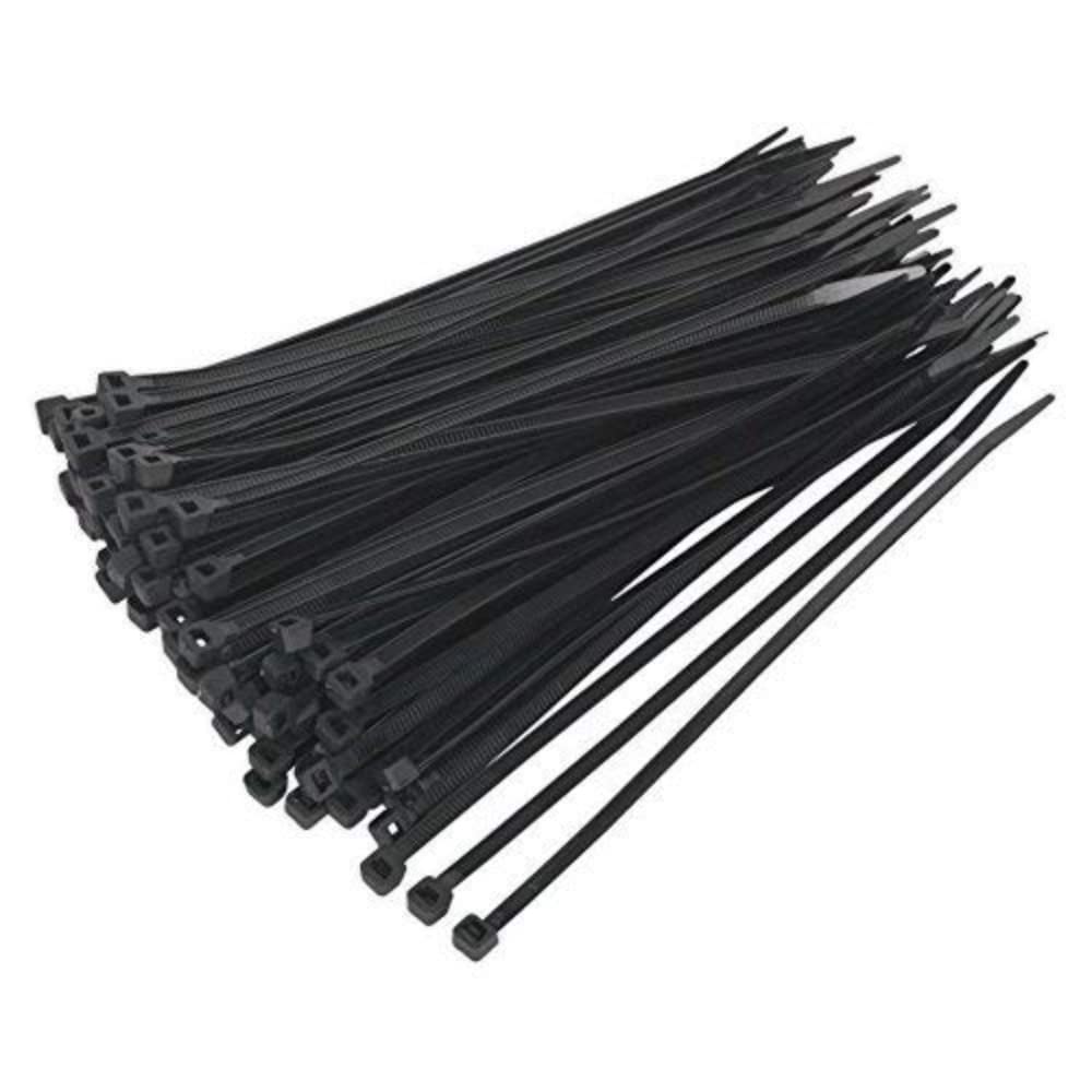 Merriway BH06795 (100 Pcs) Cable Ties 300 x 4.8 mm Black (12 Inch x 3/16 Inch) - Pack of 100 Pieces