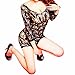 Daisland Women Sexy Lingerie Sleepwear Nightwear Dress Long Sleeve Bodystocking (Black0425)