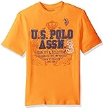 U.S. Polo Assn. Boys' Crew Neck Iconic Graphic Logo T-Shirt, Stanton Orange, 10/12