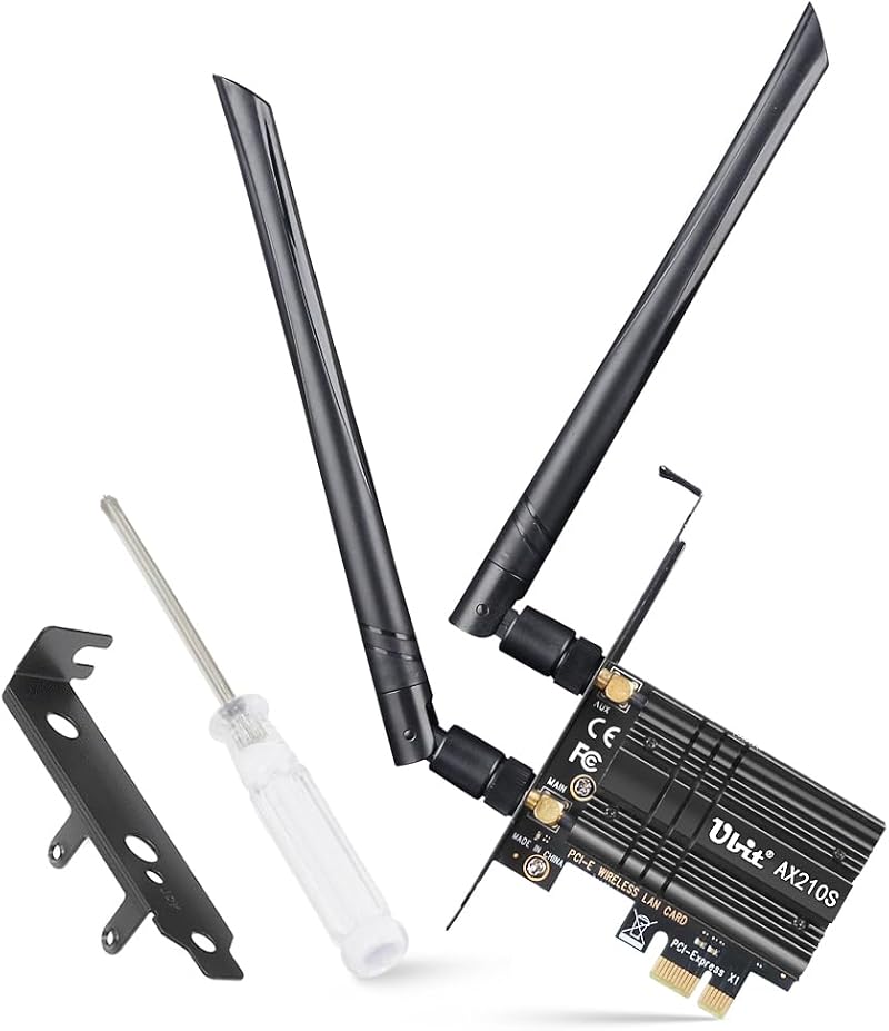 Ubit AX210 WiFi 6E Card 5400Mbps PCIe Intel Bluetooth 5.3 Desktop Windows 11/10