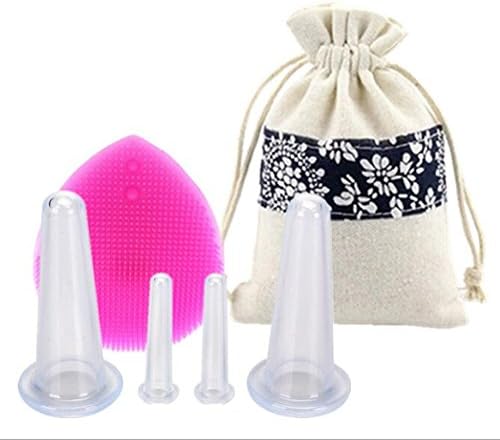 Face and Eye Cupping Massage Set with Exfoliating Cleansing Brush,SPA Treatment for Face,Anti aging, Soothing Skin Massage Tools (face cup and eye cup) (Transparent)