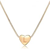 Gemynix Heart Initial Necklaces for Women - 18K Gold Plated Tiny Heart Necklace Personalized Alphabet Letter Pendant Necklace Jewelry Gifts for Women