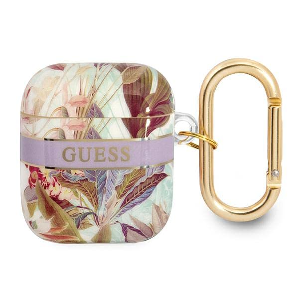 Guess GUA2HHFLU Case for AirPods Cover Purple Flower Strap Collection
