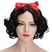 karlery Adult Women Short Bob Wave Black Cosplay Wig with Red Bow Princess Halloween Costume Anime Party Wig
