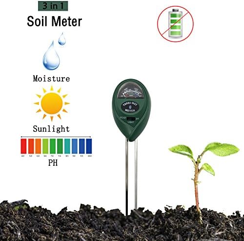 FXIN Soil Moisture Meter,3-in-1 Soil PH Tester Kit for pH,Light,Moisture for Home,Garden,Lawn,Farm,Indoor &amp; Outdoor Easy Read Indicator (No Battery Needed)