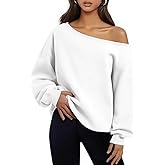 BONITEE Women Casual Long Sleeve Tops Cute One Shoulder Sweatshirts 2026 Spring Sexy Off the Shoulder Shirts Pullover Hoodies