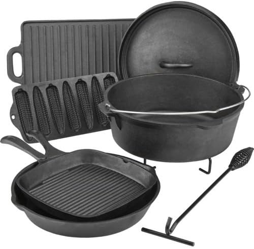 Outdoor Gourmet Cast Iron, Cookware Set in a Box