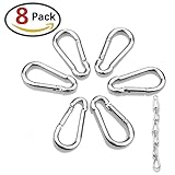 Homder 8 Pack Silver Spring Snap Hook Stainless Steel Snaps 304 Clip Keychain Jungle Fast Hang Outdoor Snap Clip,Holds up to 154lb/70KG(Max)